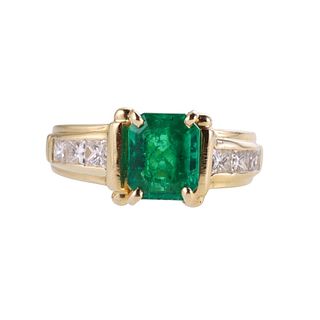 GIA 1.25ct Colombian Emerald Diamond Gold Ring