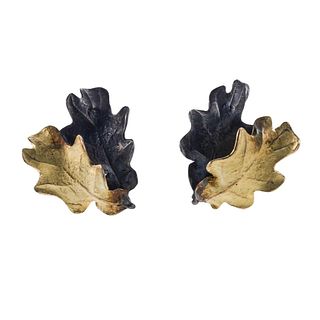 18k Gold Silver Leaf Earrings