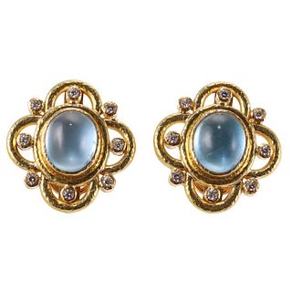 Elizabeth Locke 18k Gold Topaz Diamond Earrings