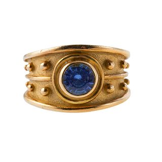 18k Gold Sapphire Half Band Ring