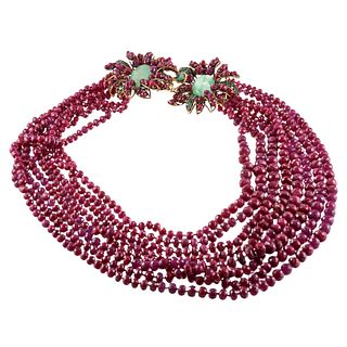 Iradj Moini Emerald Ruby Multi Strand Necklace