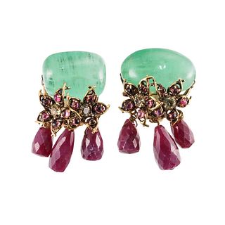 Iradj Moini Ruby Emerald Crystal Earrings