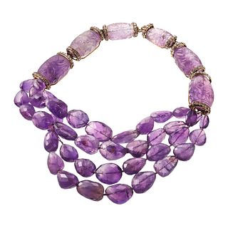 Iradj Moini Carved Amethyst Crystal Necklace