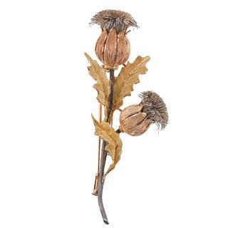 Mario Buccellati Thistle Flower Gold Brooch Pin
