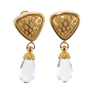 Maija Nelmanis 18k 22k Gold Aquamarine Night & Day Earrings