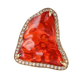 Hubert Fire Opal Diamond Cocktail Ring