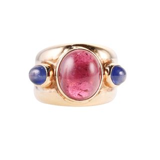 14k Gold Pink Tourmaline Sapphire Ring