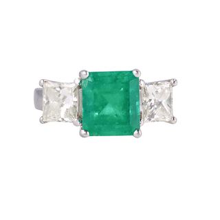 Platinum 3.70ct Emerald Diamond Engagement Ring