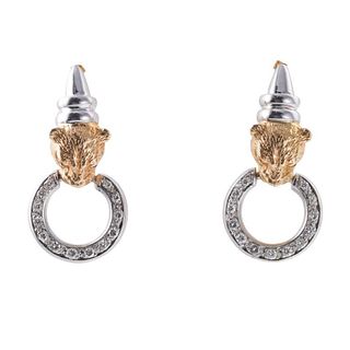 Diamond Panther Gold Door Knocker Earrings