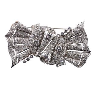 Art Deco Platinum 8.60ctw Diamond Brooch Clip Set