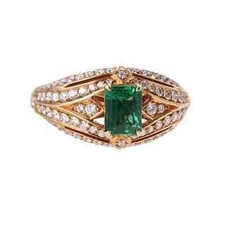 Kat Florence 18k Gold Diamond Emerald Ring