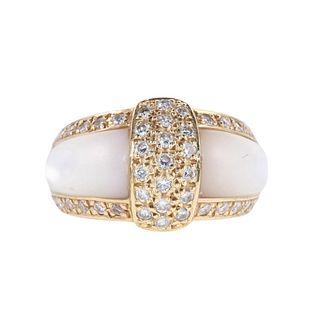 18k Gold Diamond Mother of Pearl Ring
