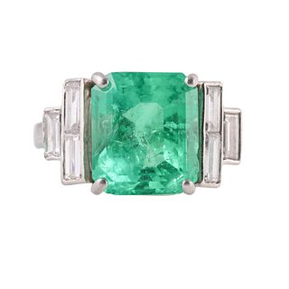 Platinum 4ct Emerald Diamond Ring