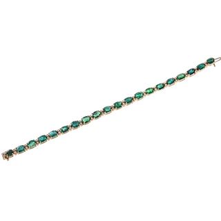14k Gold Diamond 13.40ctw Emerald Bracelet