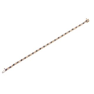 14k Gold Diamond Sapphire Line Bracelet