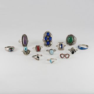 Southwestern Style Assorted Rings Sizes 7-8, from Estate of Lorraine Abell (New Jersey, 1929-2015)