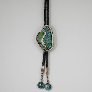 Southwestern Silver and Turquoise Snake Bolo