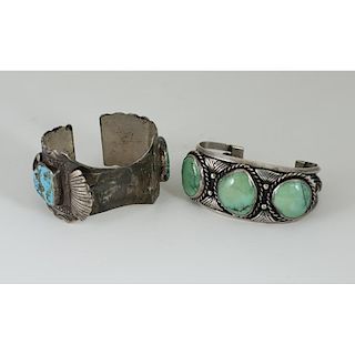 Navajo Silver and Turquoise Bracelet and Watch Cuff