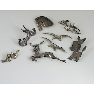 Mexican Silver Animal Pins and Earrings