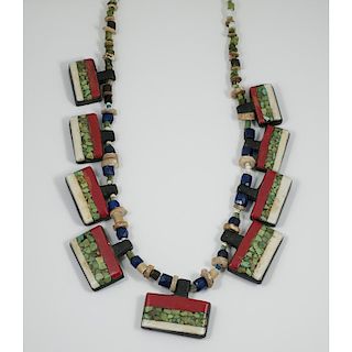 Kewa Pueblo Rectangular "Depression Era" Necklace, Exhibited: Thunderbird Jewelry of Santo Domingo Pueblo (5/15/2011 - 4/29/2