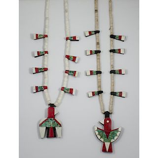Kewa Bird "Depression Era" Necklaces, Exhibited: Thunderbird Jewelry of Santo Domingo Pueblo (5/15/2011 - 4/29/2012), Wheelwr