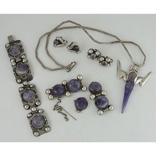 Mexican Silver and Amethyst Jewelry