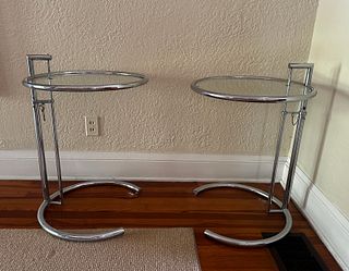 (2) Eileen Gray Mid Century Adjustable Side Tables