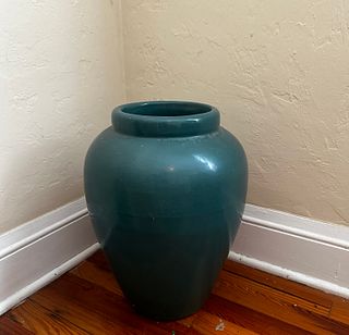 Large Mid Century Green Pottery Planter