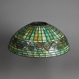 Arts & Crafts Tiffany School Acorn Leaded Slag Glass Lampshade 20thC