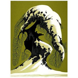 Eyvind Earle (1916-2000), "Snow Laden" Limited Edition Serigraph on Paper; Numbered & Hand Signed; with Certificate of Authenticity.