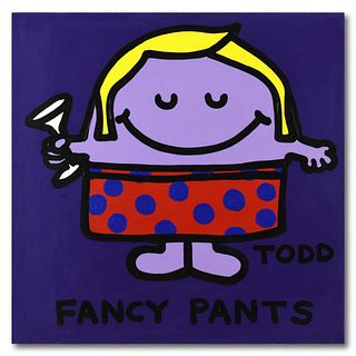 Todd Goldman, "Fancy Pants" Original Acrylic Painting on Gallery Wrapped Canvas, Hand Signed with Letter of Authenticity.