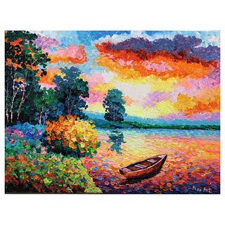 Alexander Antanenka, "Sunset Creek" Original Painting on Canvas, Hand Signed with Letter of Authenticity.
