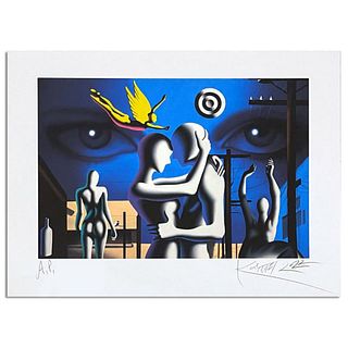 Mark Kostabi, "The Alternating Current of Desire" Hand Signed Limited Edition Giclee with Letter of Authenticity.