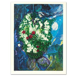 Marc Chagall (1887-1985), "Bouquet Aux Amoureux Volants" Limited Edition Lithograph with Certificate of Authenticity.