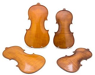 A Group of Four Continental Violin Backs Height of largest 14 3/4 inches.