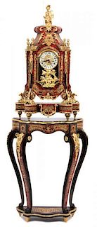 An Italian Napoleon III Style Boulle Pedestal Clock Height overall 80 inches.
