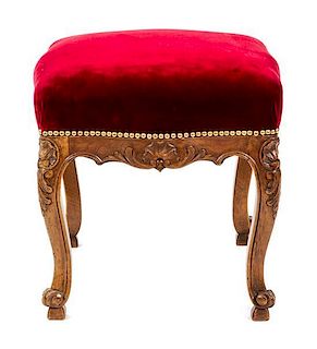 A Louis XV Style Carved Fruitwood Taboret Height 19 x diameter 20 inches.