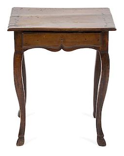 A French Provincial Walnut Side Table Height 23 x width 19 1/4 x depth 15 inches.