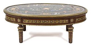 A Louis XVI Style Italian Pietra Dura Table Height 19 x width 52 x depth 31 inches