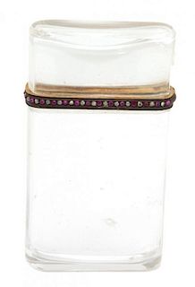 A Rock Crystal, Gilt Silver and Jewel Mounted Cigarette Case Height 3 1/4 inches.