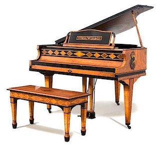 A Howard Faux-Painted Baby Grand Piano Height 37 1/2 x length 56 x width 54 inches.