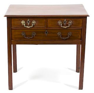 A George III Style Mahogany Low Boy Height 30 x width 30 1/2 x depth 21 inches.