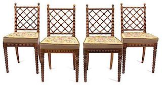 A Group of Four Victorian Side Chairs Height 34 1/2 x width 14 x depth 18 inches.