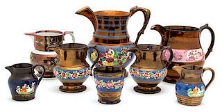 A Collection of English Lusterware Height of largest 8 1/2 inches.