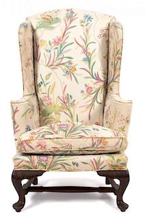 A William & Mary Style Diminutive Wing Chair Height 34 inches.