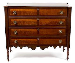 An American Empire Style Mahogany Chest of Drawers Height 39 x width 45 x depth 17 inches.