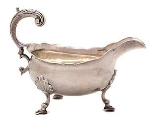 A George I Silver Sauceboat, Possibly William Bateman, London, 1820, having a scalloped edge