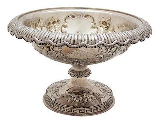 An American Silver Footed Bowl, J.E. Caldwell & Co., Philadelphia, PA, 20th Century, having an open cartouche and grapevine d