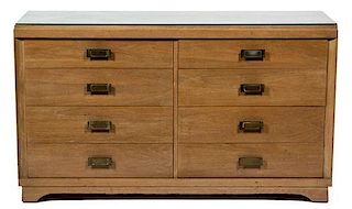 An American Modern Eight Drawer Low Chest Height 33 1/2 x width 57 3/4 x depth 20 inches.