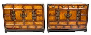 A Pair of Japanese/Korean Cabinets Height 34 x width 15 x depth 25 inches.